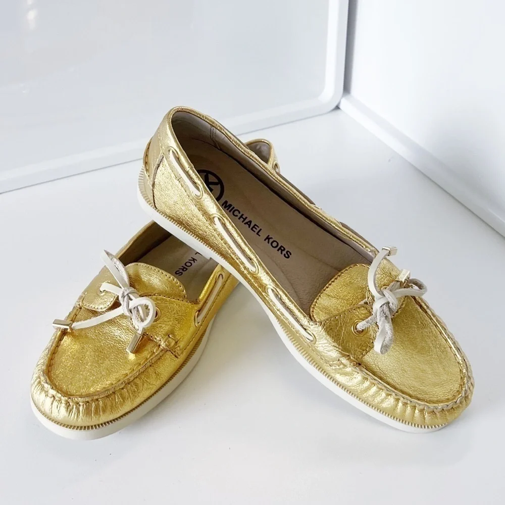 Michael Kors Blair Loafer Gold SZ 7.5 New